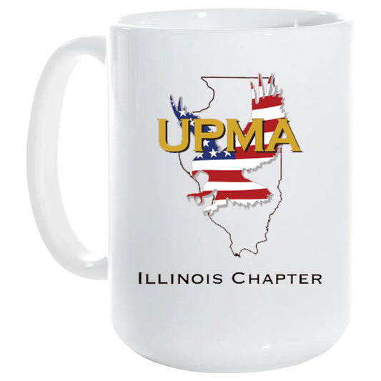 15 oz White Ceramic Mug UPMA ILLINOIS Logo
