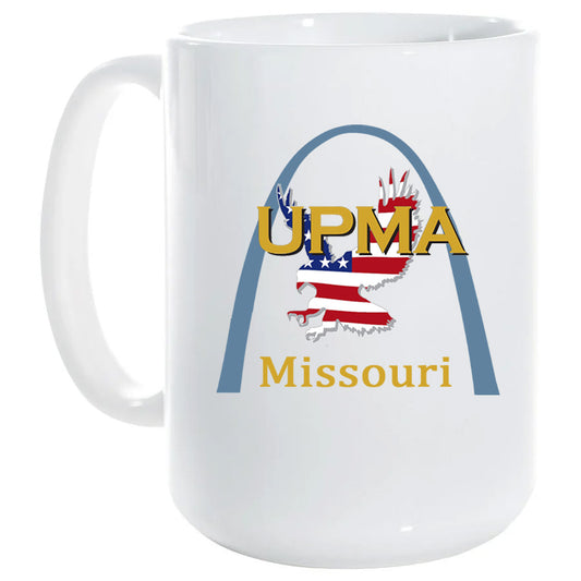 15 oz White Ceramic Mug UPMA MISSOURI Logo