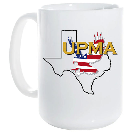 15 oz White Ceramic Mug UPMA TEXAS Logo