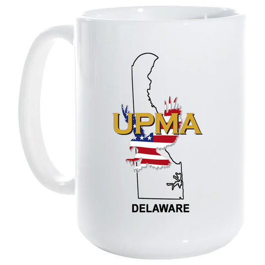 15 oz White Ceramic Mug DELAWARE State Logo