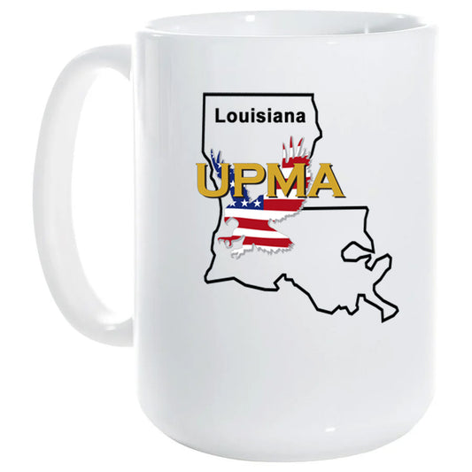 15 oz White Ceramic Mug LOUISIANA  State Logo