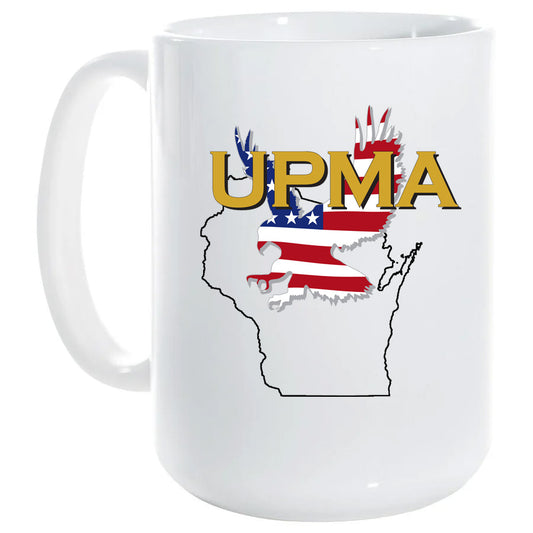 15 oz White Ceramic Mug UPMA WISCONSIN Logo
