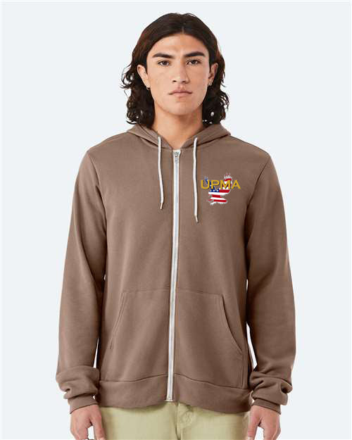 Embroidered NATIONAL Unisex Sponge Fleece Full-Zip Hoodie Sweatshirt