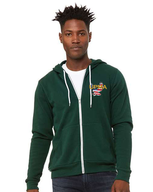 Embroidered NATIONAL Unisex Sponge Fleece Full-Zip Hoodie Sweatshirt