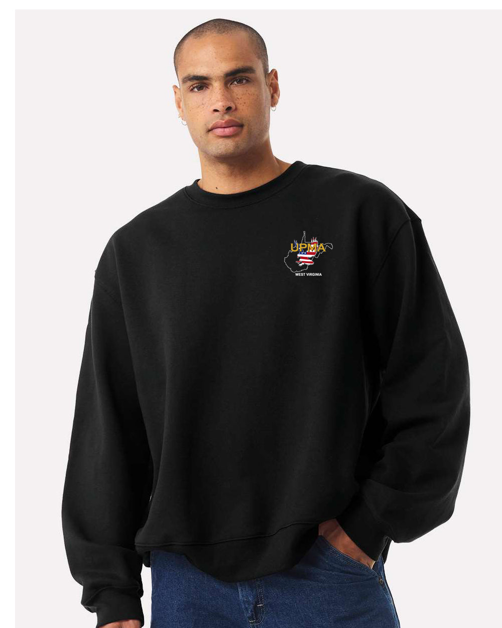 Embroidered WEST VIRGINIA State Logo Unisex 10 oz. Heavyweight Crew Neck Sweatshirt