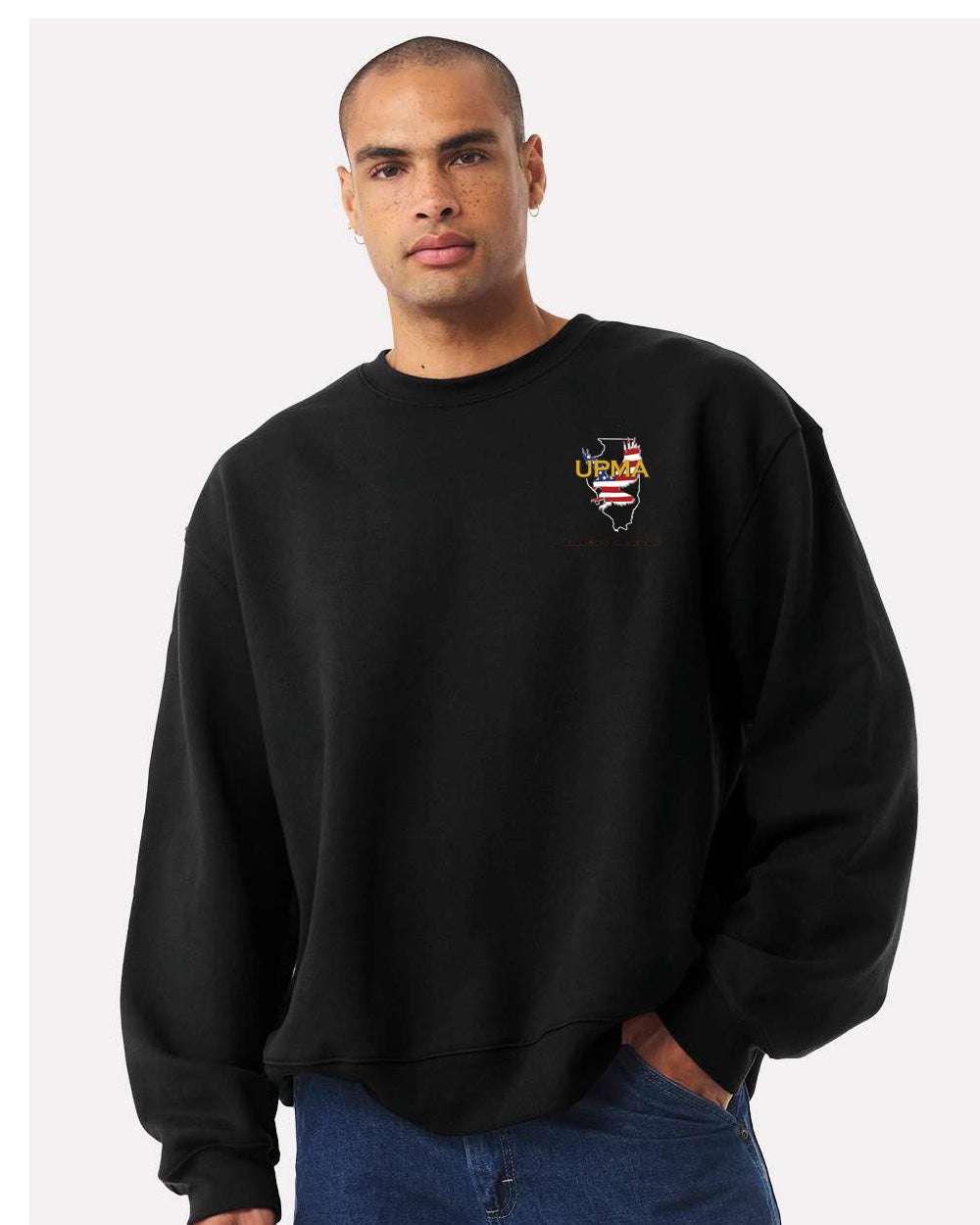 Embroidered ILLINOIS State Logo Unisex 10 oz. Heavyweight Crew Neck Sweatshirt