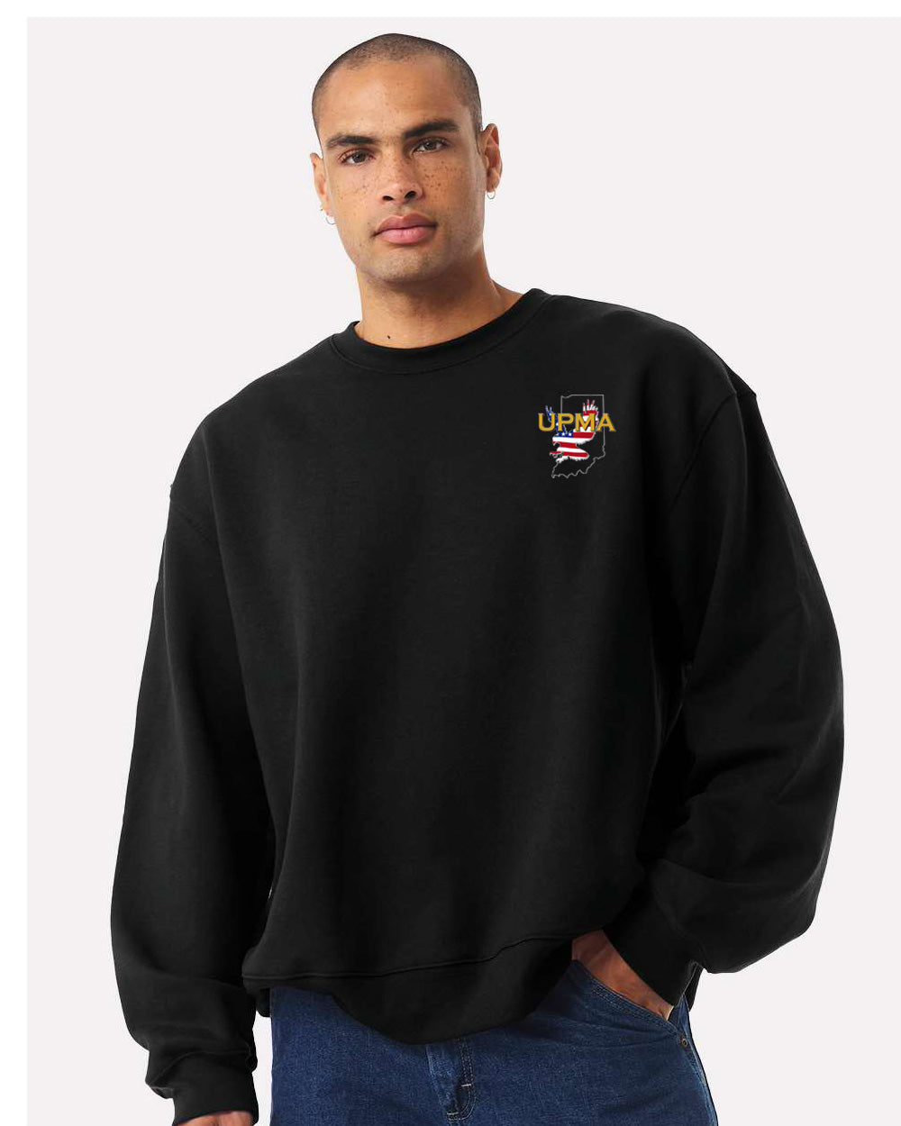Embroidered INDIANA State Logo Unisex 10 oz. Heavyweight Crew Neck Sweatshirt
