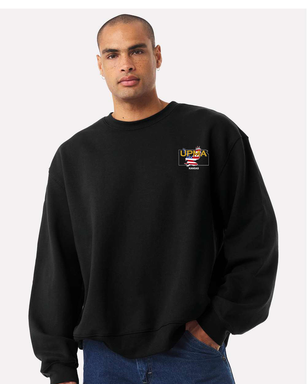 Embroidered KANSAS State Logo Unisex 10 oz. Heavyweight Crew Neck Sweatshirt