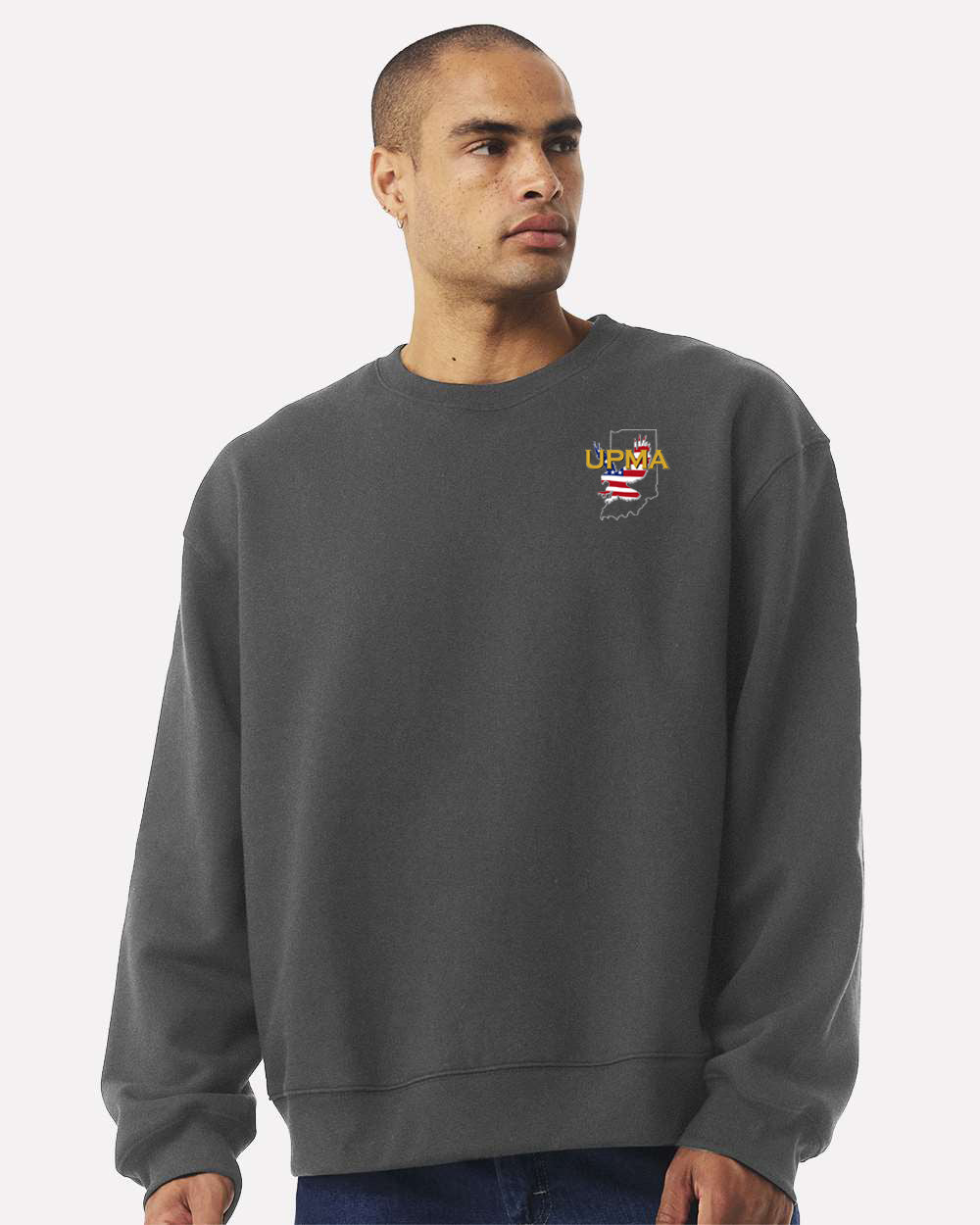 Embroidered INDIANA State Logo Unisex 10 oz. Heavyweight Crew Neck Sweatshirt