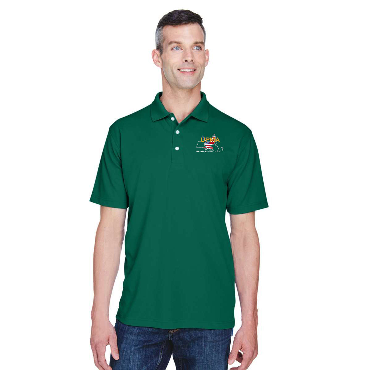MASSACHUSETTS State Logo unisex Performance Polo Shirt Embroidered
