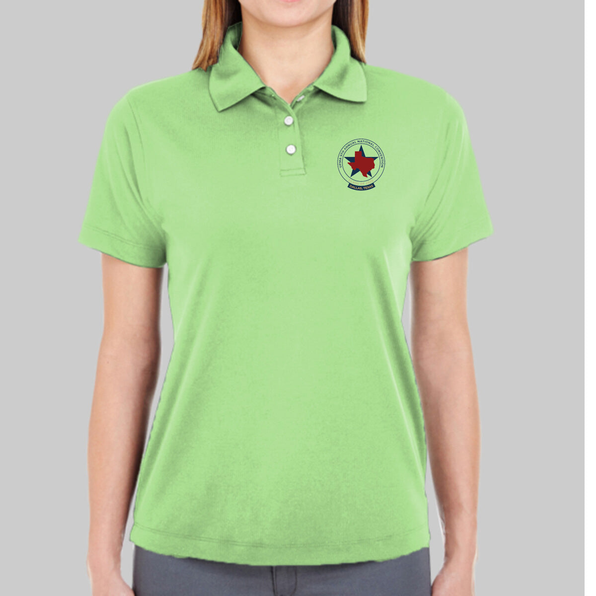 FIRST TIMERS 2025 DALLAS Logo unisex Performance Polo Shirt Embroidered LADIES CUT