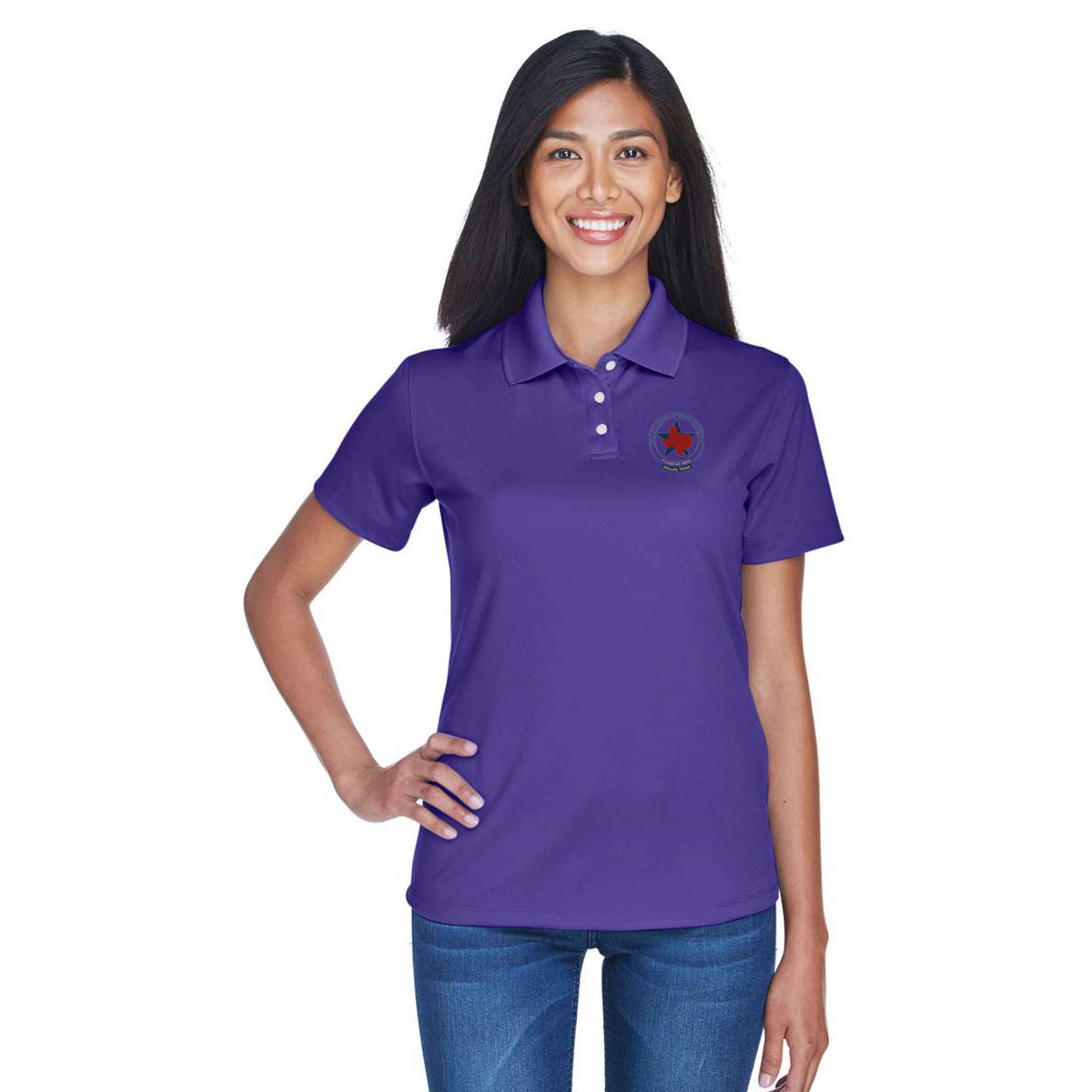 FIRST TIMERS 2025 DALLAS Logo unisex Performance Polo Shirt Embroidered LADIES CUT