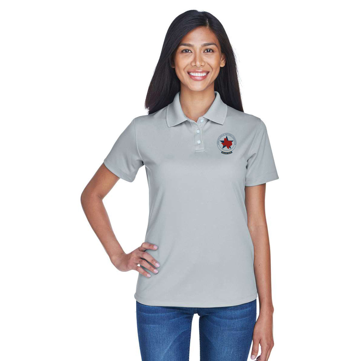 FIRST TIMERS 2025 DALLAS Logo unisex Performance Polo Shirt Embroidered LADIES CUT