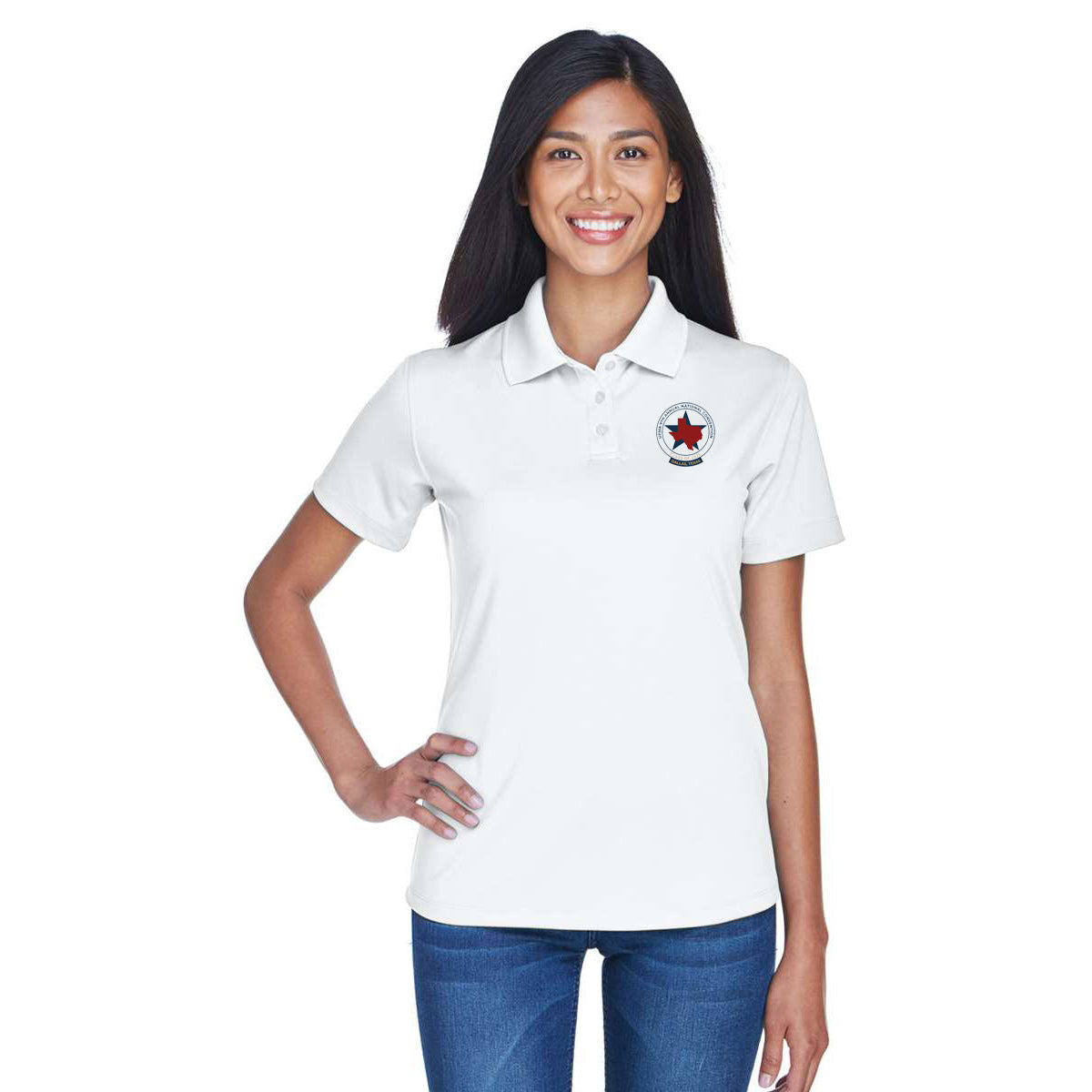 FIRST TIMERS 2025 DALLAS Logo unisex Performance Polo Shirt Embroidered LADIES CUT