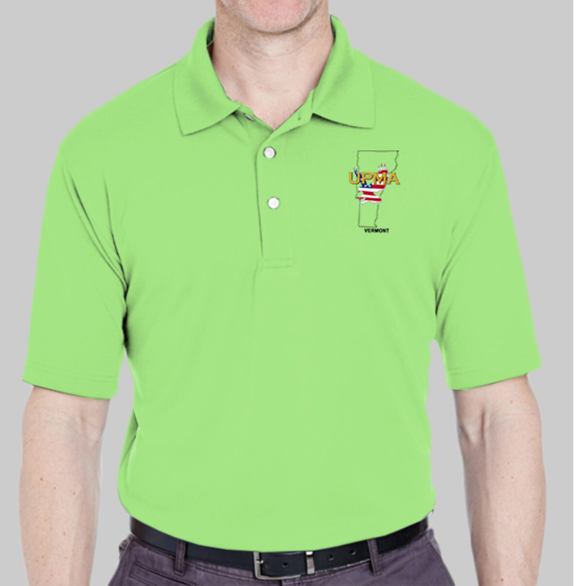 VERMONT State Logo unisex Performance Polo Shirt Embroidered