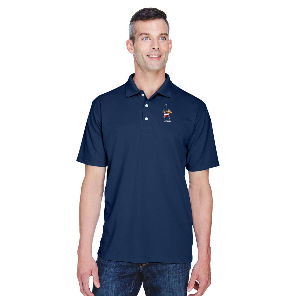 DELAWARE State Logo unisex Performance Polo Shirt Embroidered
