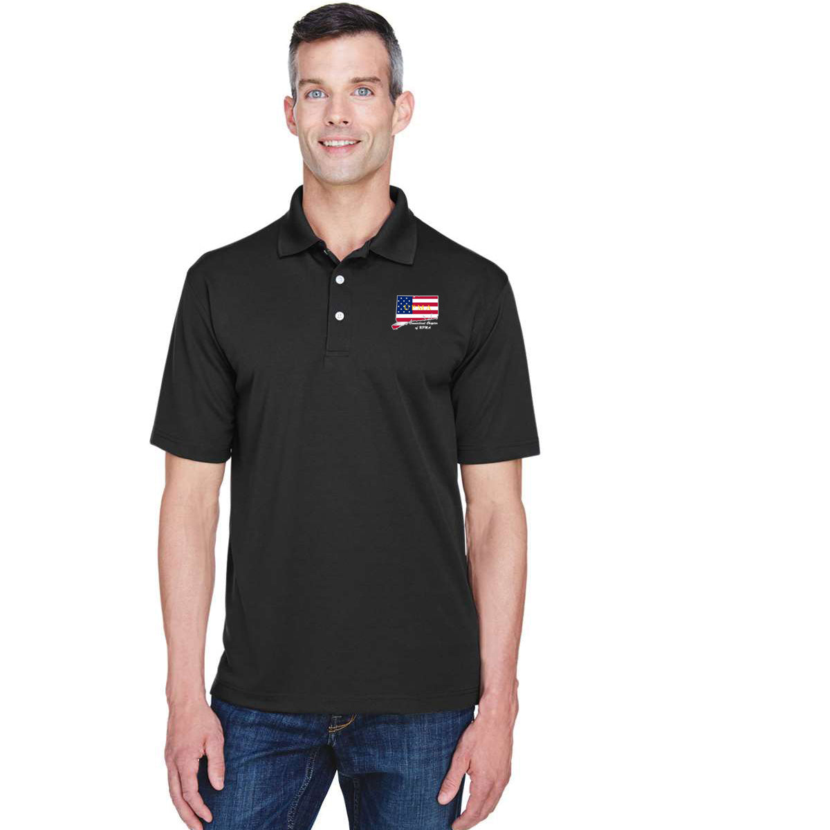 CONNECTICUT State Logo unisex Performance Polo Shirt Embroidered