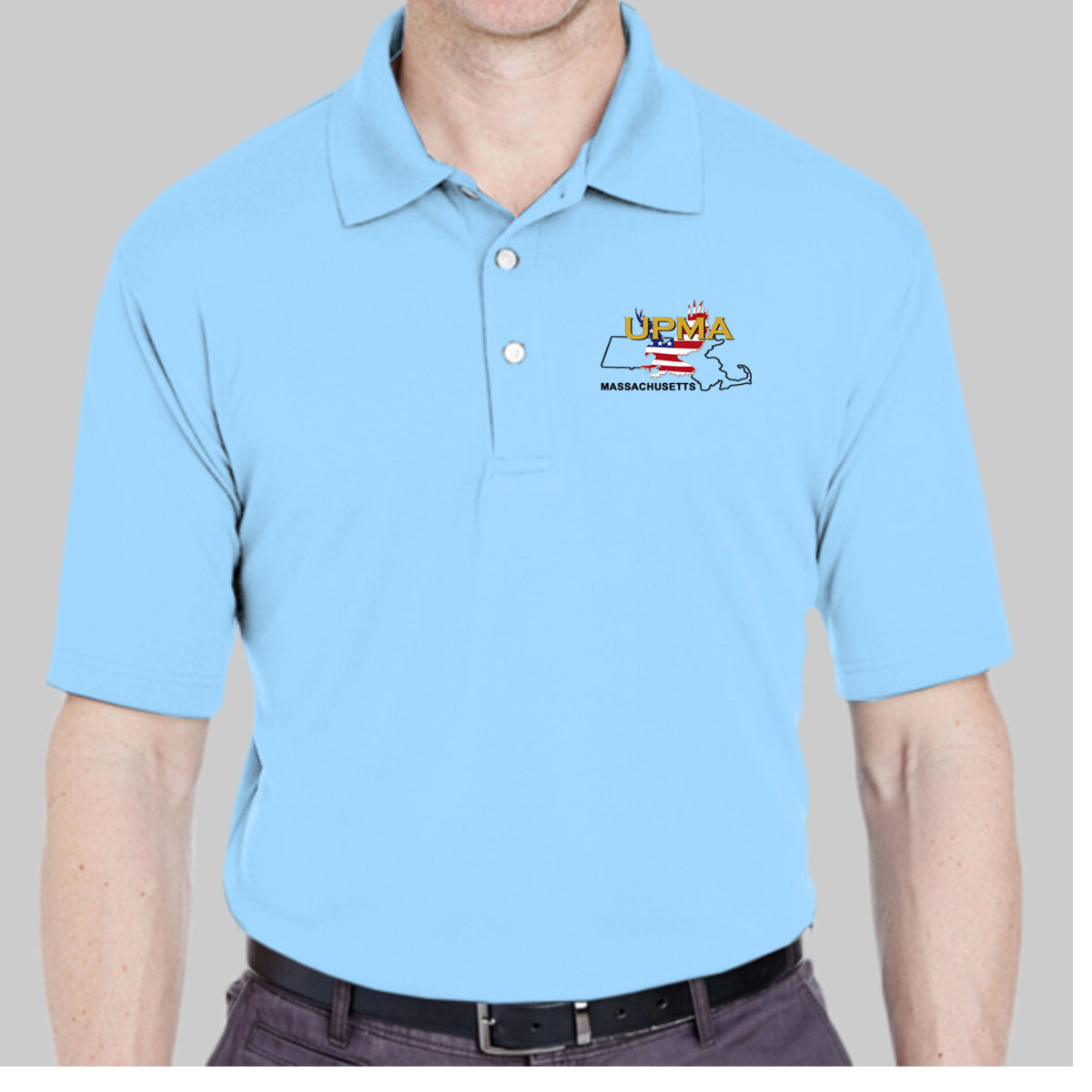 MASSACHUSETTS State Logo unisex Performance Polo Shirt Embroidered