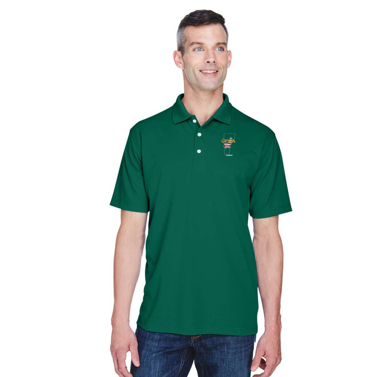 VERMONT State Logo unisex Performance Polo Shirt Embroidered