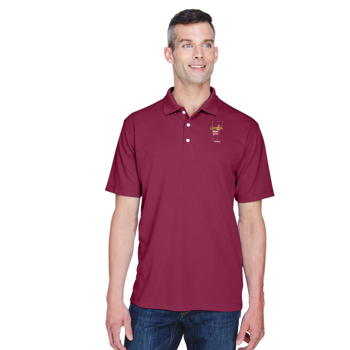VERMONT State Logo unisex Performance Polo Shirt Embroidered