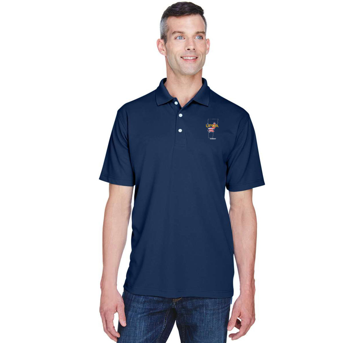 VERMONT State Logo unisex Performance Polo Shirt Embroidered