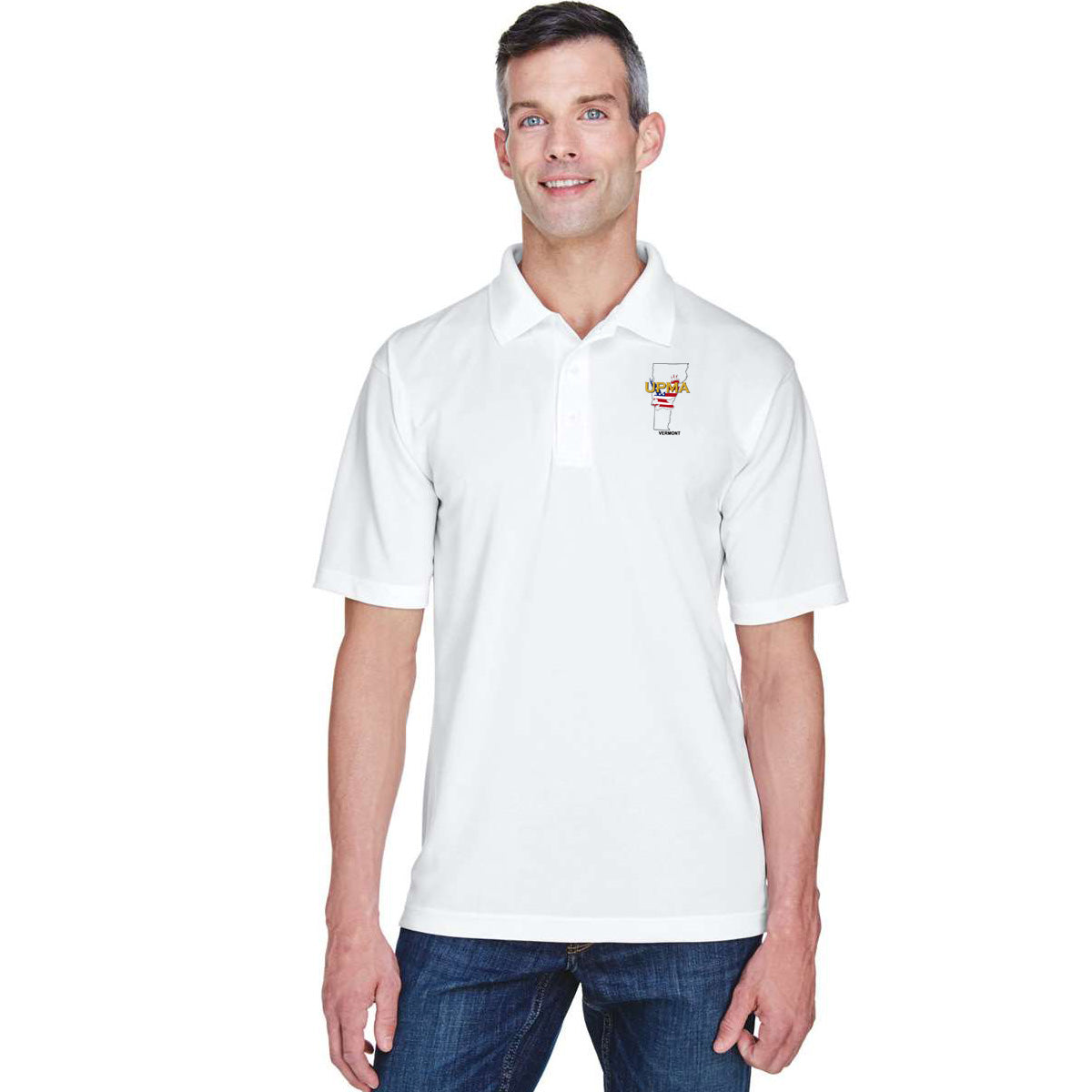 VERMONT State Logo unisex Performance Polo Shirt Embroidered