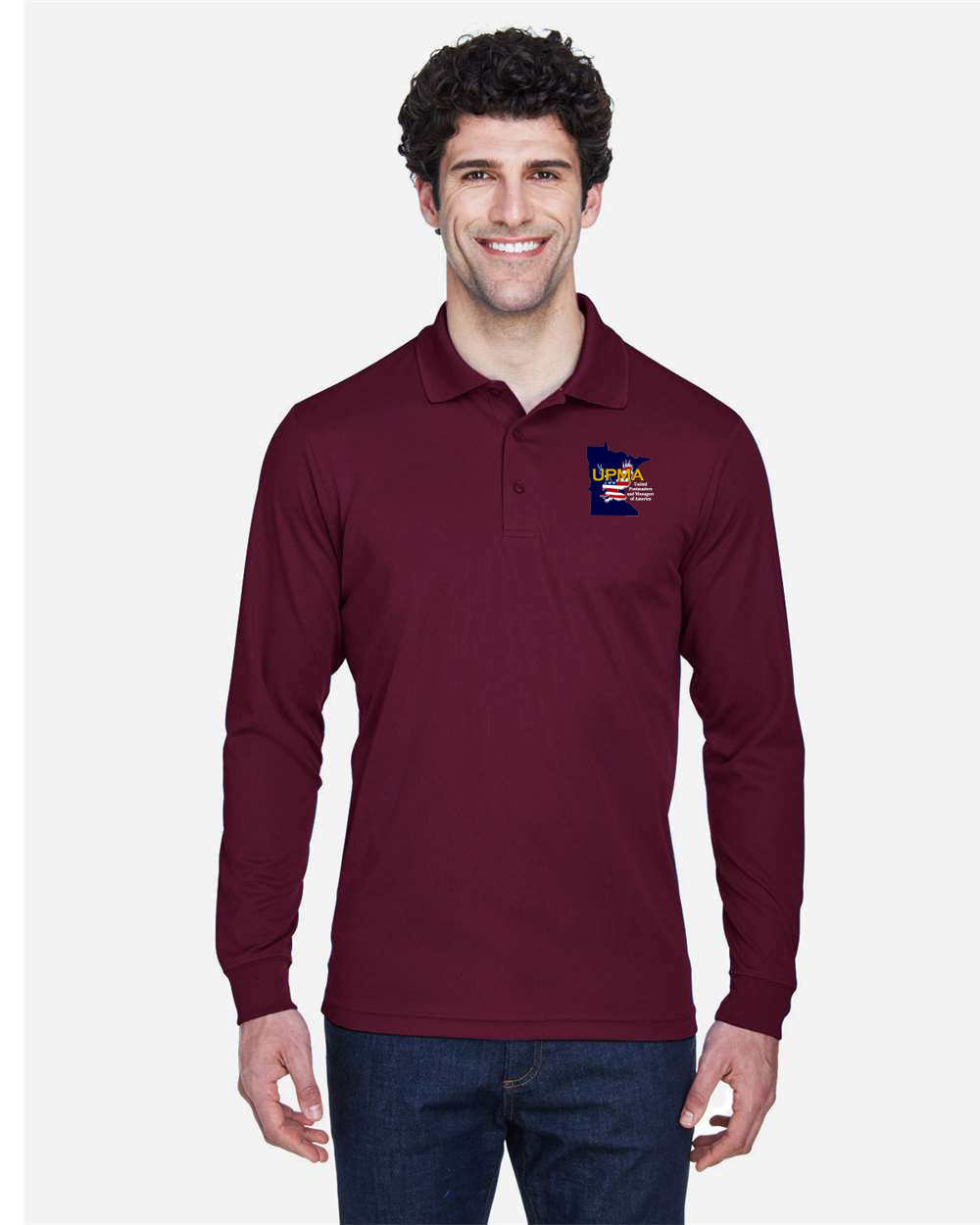 MINNESOTA State Logo Long Sleeve Performance Polo Embroidered