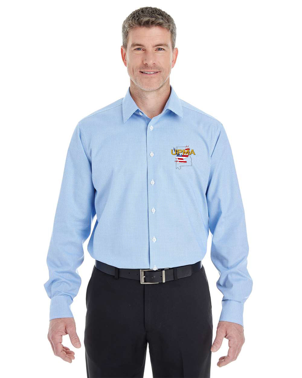 ALABAMA Logo Embroidered Men's Crown Collection® Broadcloth Woven Dress Shirt