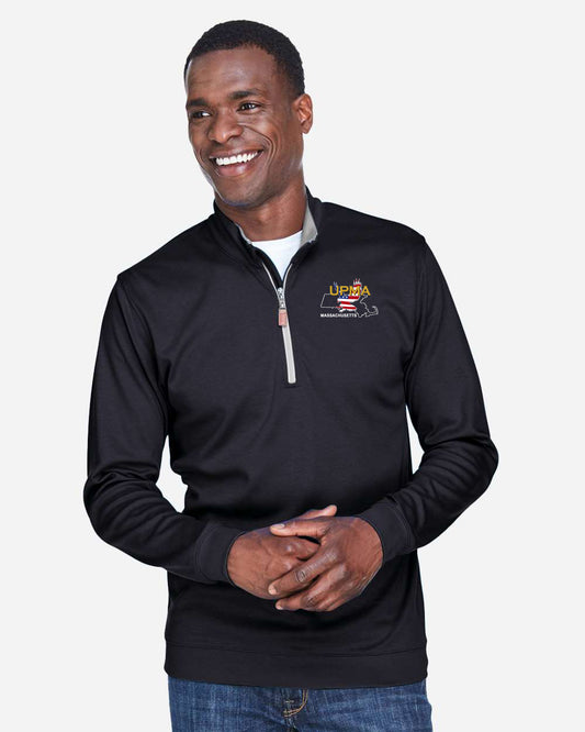 MASSACHUSETTS State Logo Men's Embroidered Performance Quarter-Zip Pullover