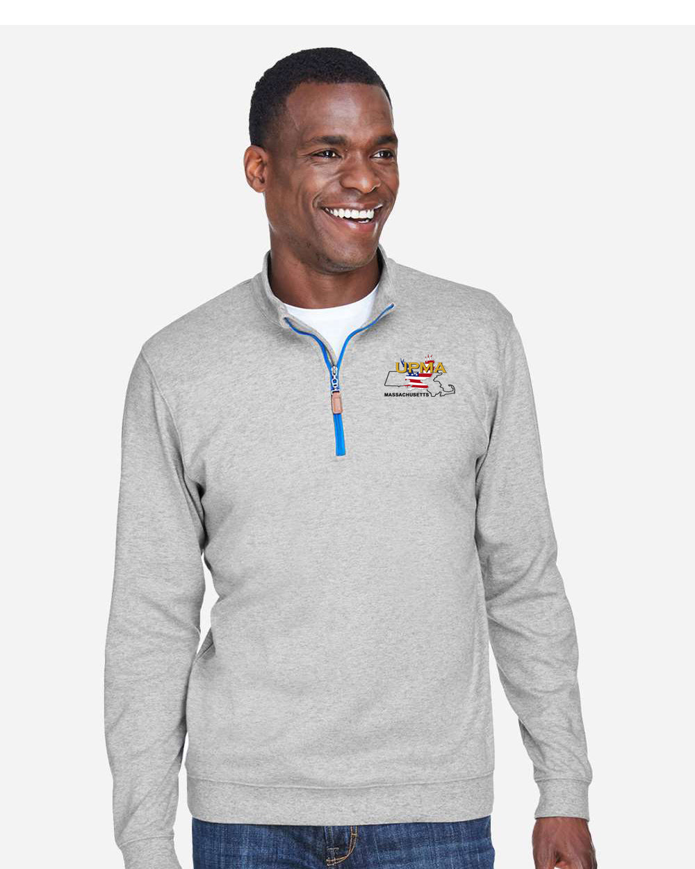 MASSACHUSETTS State Logo Men's Embroidered Performance Quarter-Zip Pullover