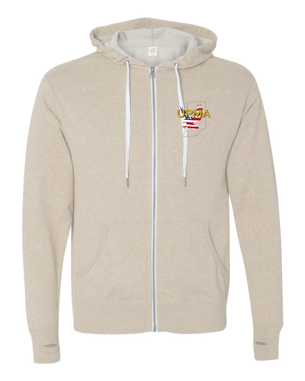 INDIANA Embroidered Heathered French Terry Full-Zip Hooded Sweatshirt