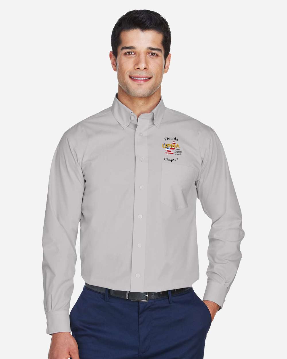 FLORIDA Logo Embroidered Men's Crown Collection® Broadcloth Woven Dress Shirt