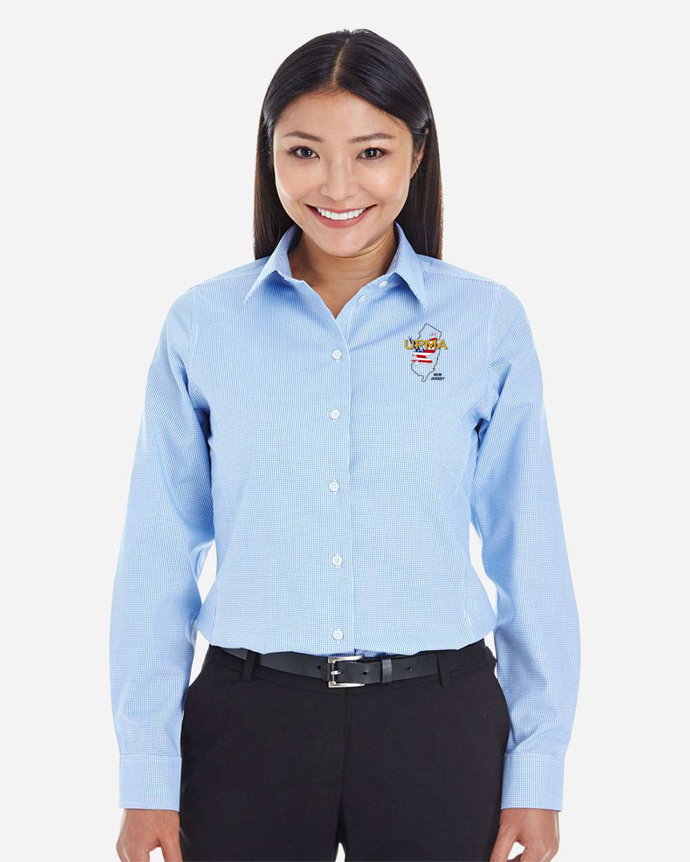 NEW JERSEY Logo Embroidered Women's Crown Collection® Broadcloth Woven Dress Shirt