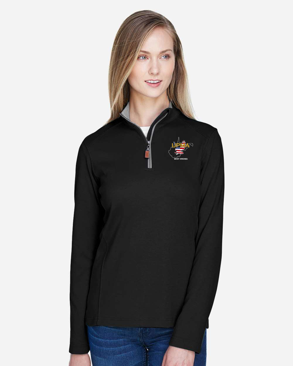 WEST VIRGINIA  State Logo Ladies Embroidered Performance Quarter-Zip Pullover