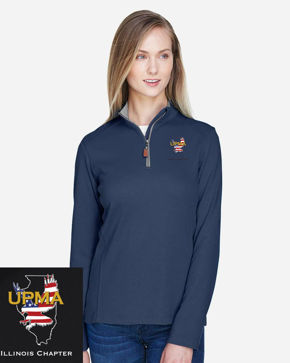 ILLINOIS Logo Ladies Embroidered Performance Quarter-Zip Pullover