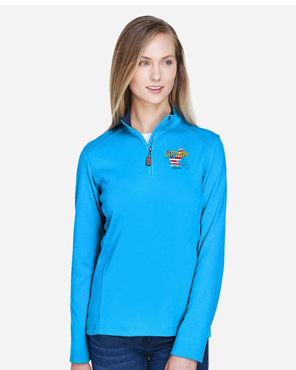 MARYLAND State Logo Ladies Embroidered Performance Quarter-Zip Pullover