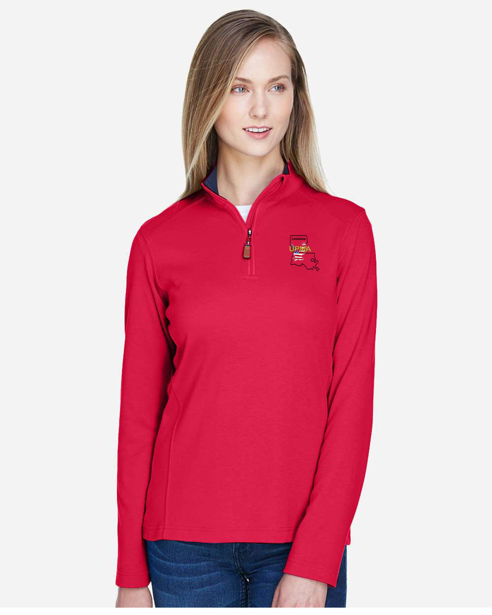 LOUISIANA State Logo Ladies Embroidered Performance Quarter-Zip Pullover