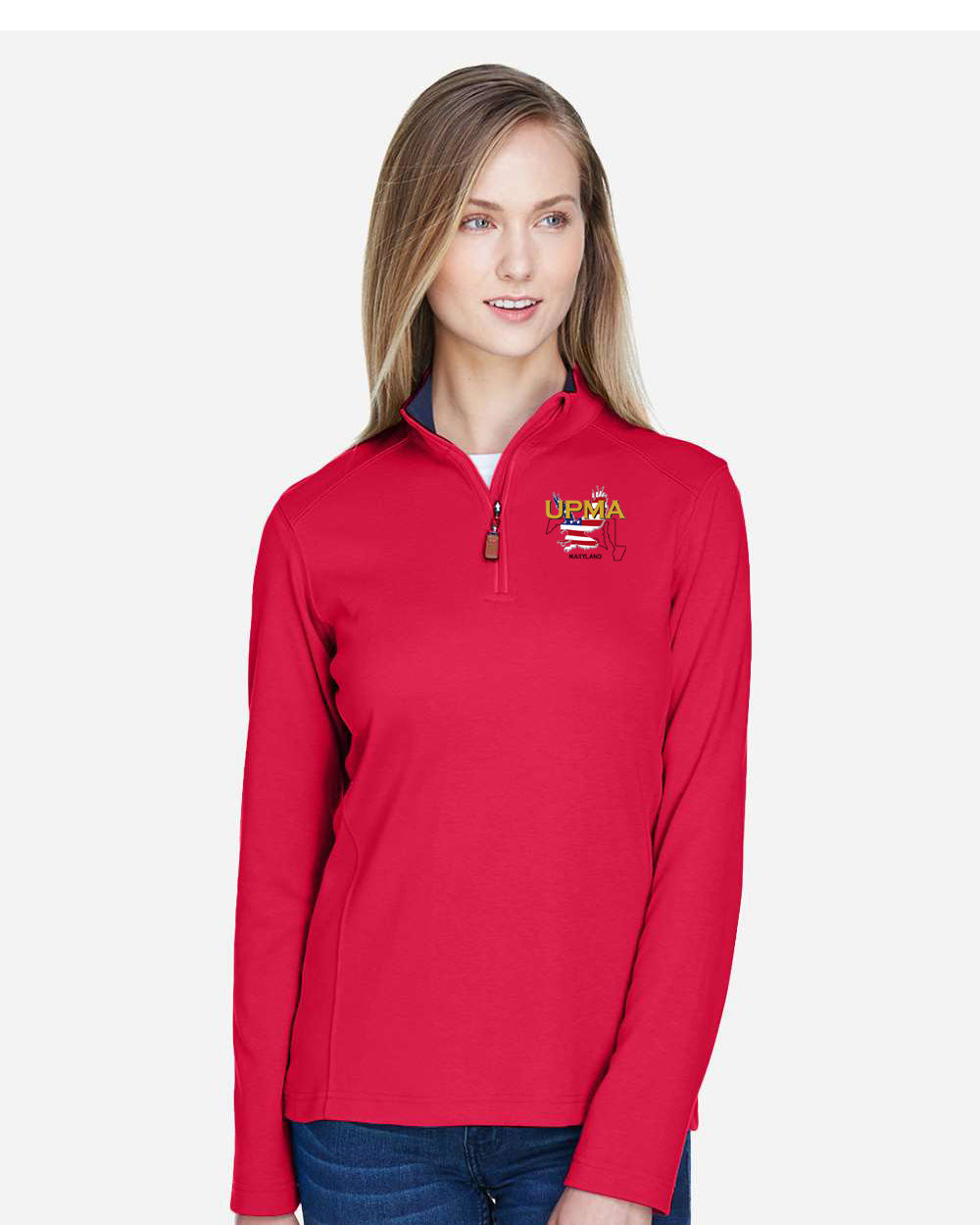MARYLAND State Logo Ladies Embroidered Performance Quarter-Zip Pullover