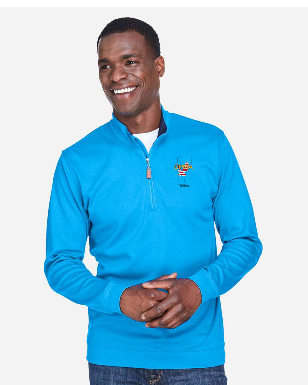 VERMONT State Logo Men's Embroidered Performance Quarter-Zip Pullover