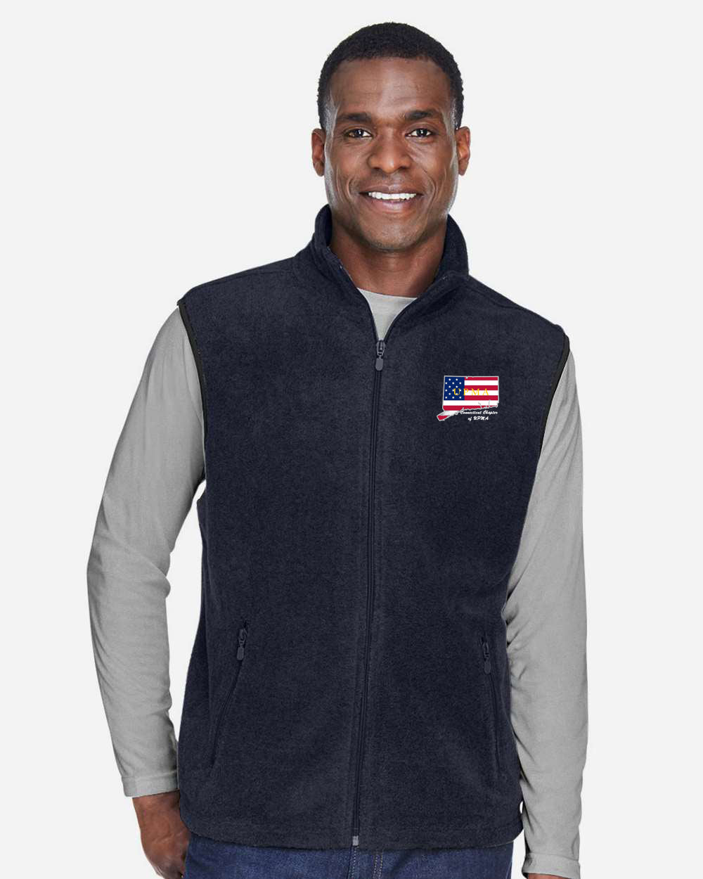 CONNECTICUT Embroidered Unisex Fleece Full-Zip Vest