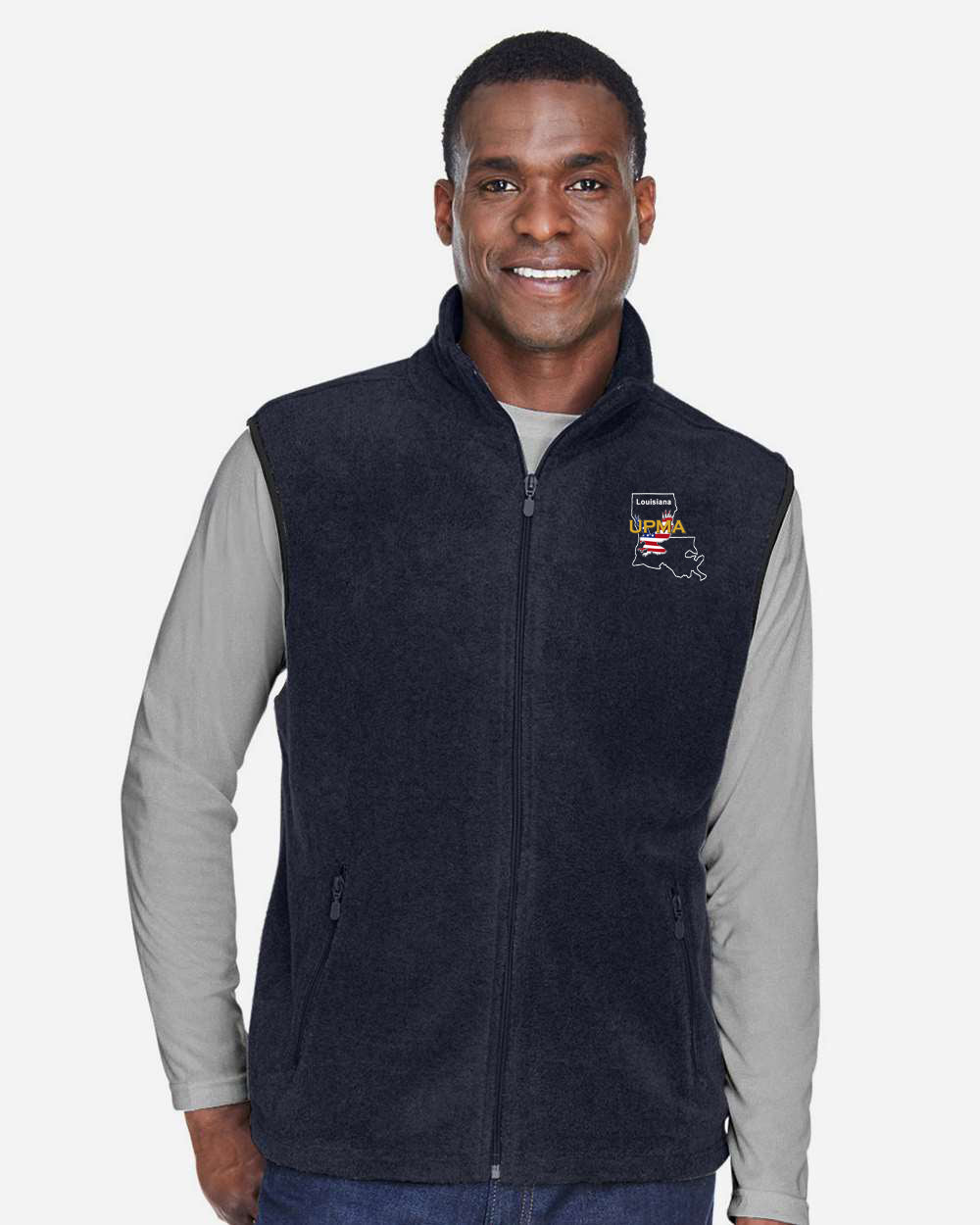 LOUISIANA Embroidered Unisex Fleece Full-Zip Vest