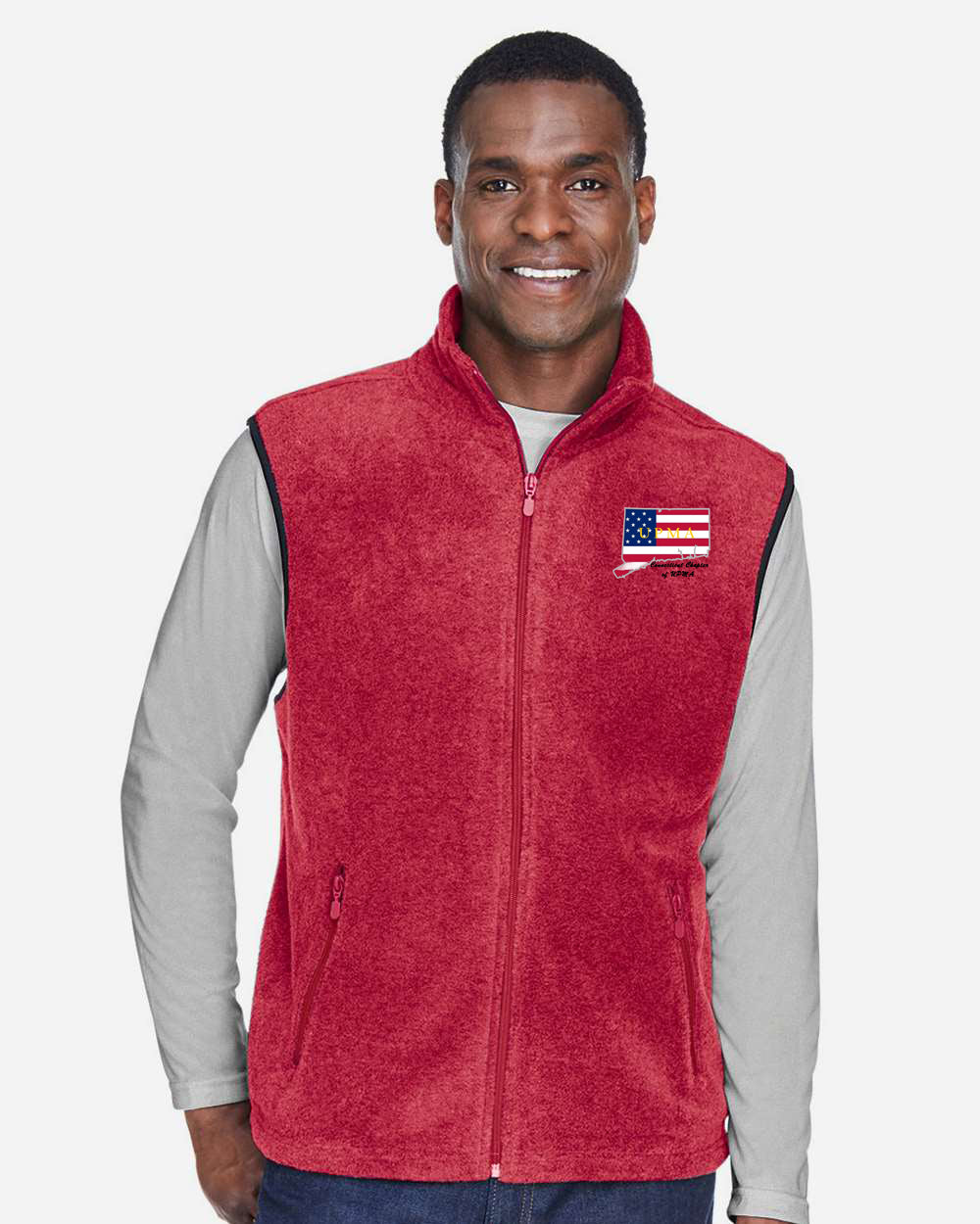 CONNECTICUT Embroidered Unisex Fleece Full-Zip Vest