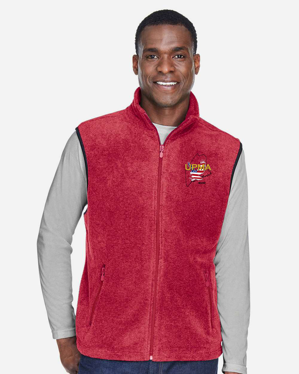 MAINE Embroidered Unisex Fleece Full-Zip Vest
