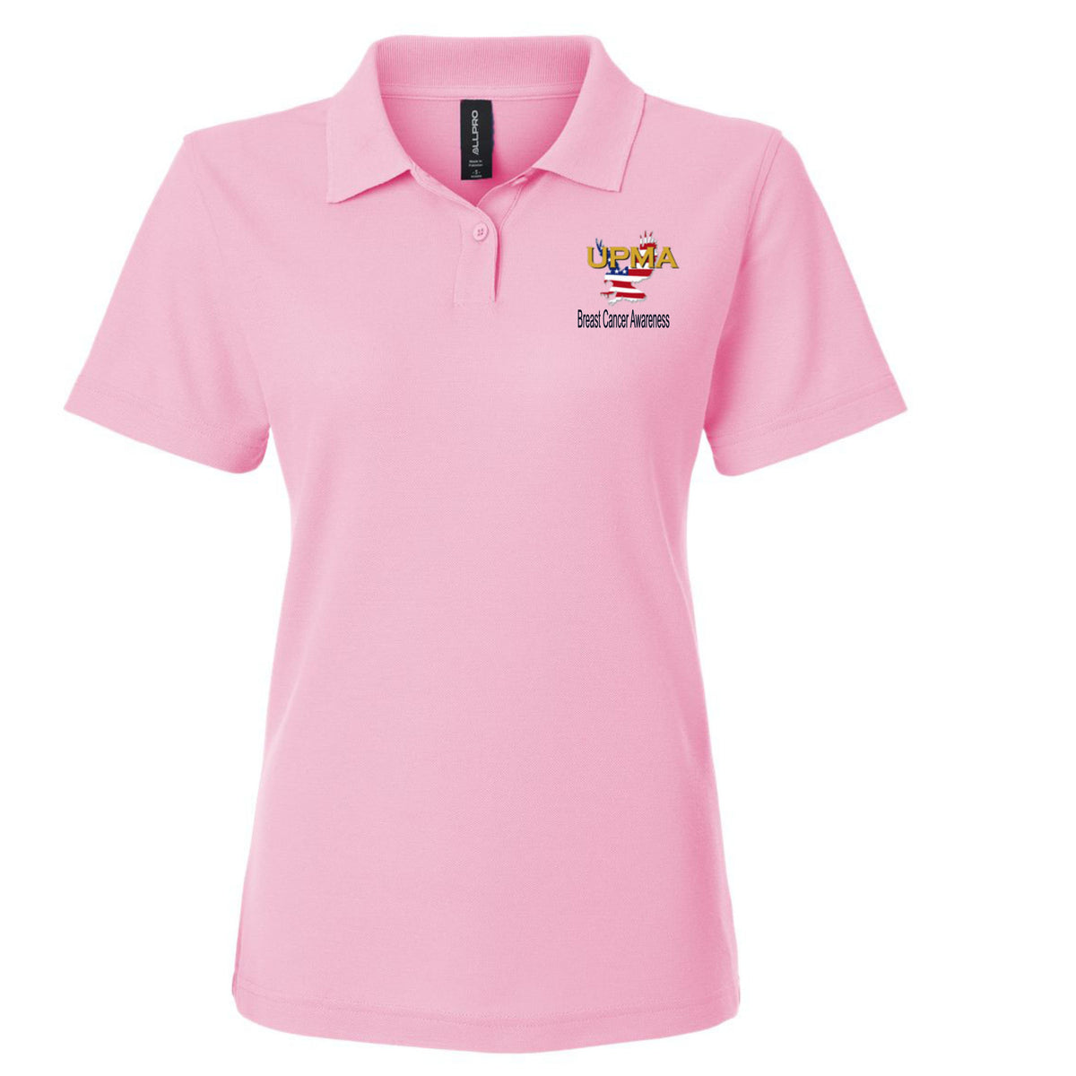 Laides Performance Polo Embroidered National Logo BREAST CANCER AWARENESS