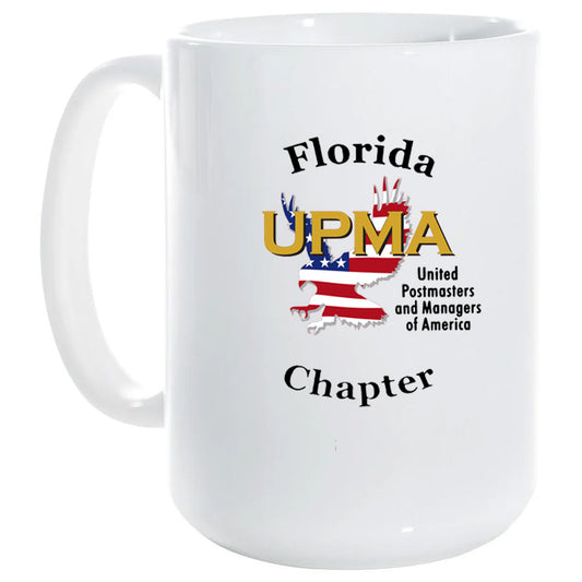 15 oz White Ceramic Mug UPMA FLORIDA CHAPTER Logo