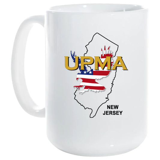 15 oz White Ceramic Mug  NEW JERSEY State Logo