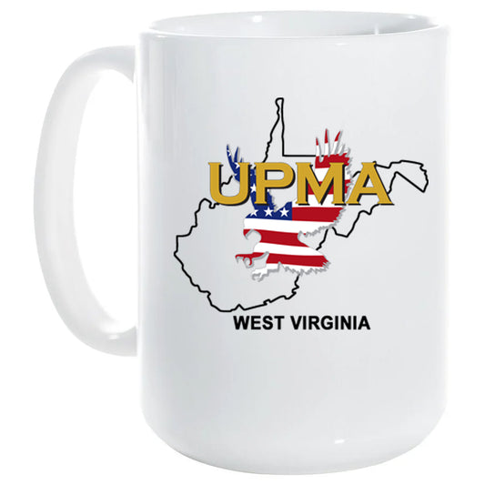 15 oz White Ceramic Mug  WEST VIRGINIA  State Logo