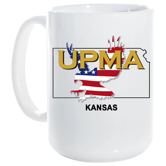 15 oz White Ceramic Mug KANSAS State Logo