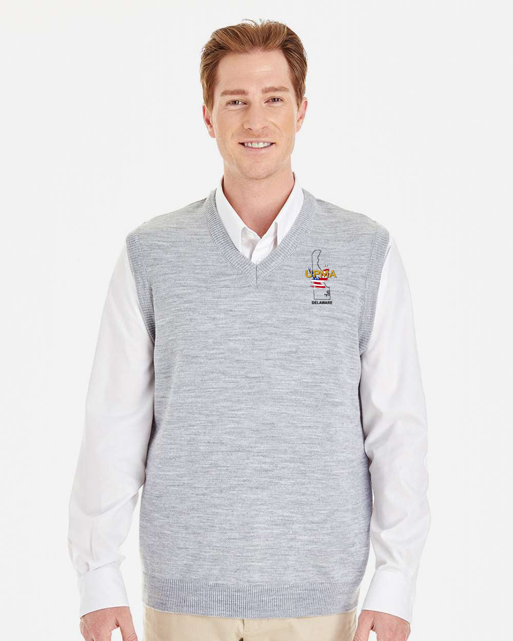 DELAWARE Embroidered Unisex Pilbloc™ V-Neck Sweater Vest