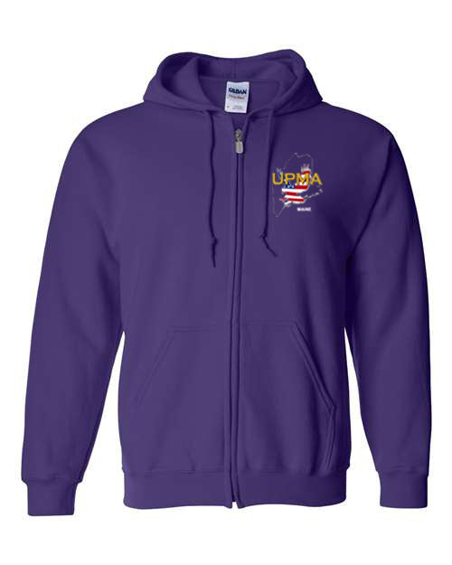 Embroidered MAINE Unisex Sponge Fleece Full-Zip Hoodie Sweatshirt
